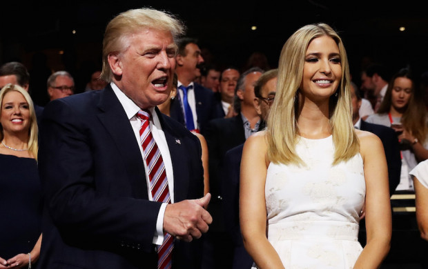 <p>CLEVELAND, OH - JULY 20: Republican presidential candidate Donald Trump and Ivanka Trump attend the third day of the Republican National Convention on July 20, 2016 at the Quicken Loans Arena in Cleveland, Ohio. Republican presidential candidate Donald Trump received the number of votes needed to secure the party's nomination. An estimated 50,000 people are expected in Cleveland, including hundreds of protesters and members of the media. The four-day Republican National Convention kicked off on July 18. (Photo by Joe Raedle/Getty Images)</p>