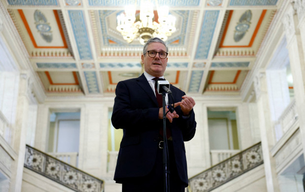 <p>British Prime Minister Keir Starmer speaks to media at the Stormont Parliament Buildings, in Belfast, Northern Ireland, July 8, 2024. REUTERS/Clodagh Kilcoyne</p>