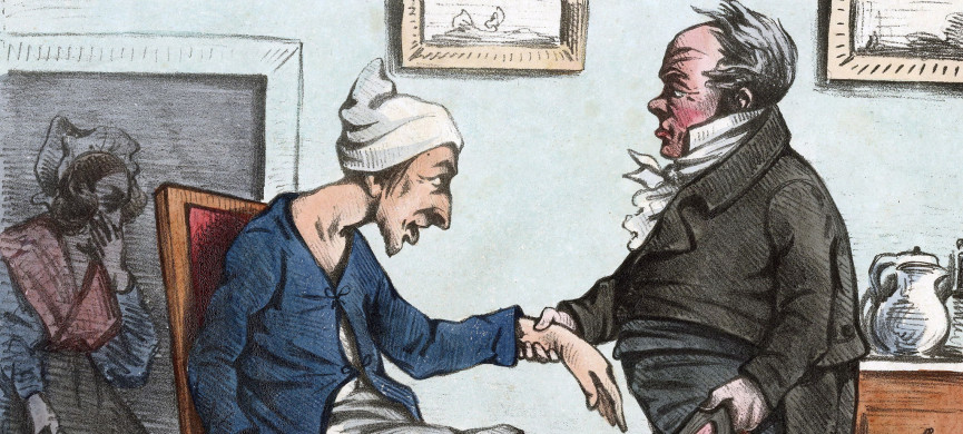 <p>Samuel Hahnemann (1755-1843) who was a German physician and the founder of Homeopathy. Satiric print by Ch. Nanteuil entitled "Methode hom?opathique (similia similibus)". (Photo by: Universal History Archive/UIG via Getty Images)</p>